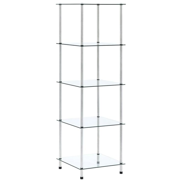 Berkfield 5-Tier Shelf Transparent 40x40x130 cm Tempered Glass