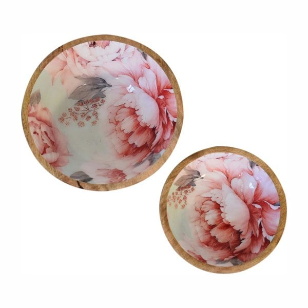 Artisan Furniture Pink Floral Bowl Set of 2
