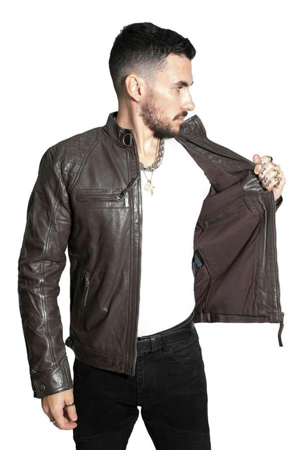 Infinity Leather Men's Vintage Leather Quilted Biker Jacket-Monaco