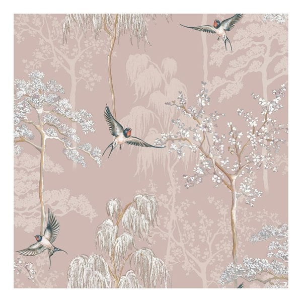 World of Wallpaper Japanese Garden Wallpaper - Blush Pink