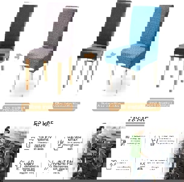 Anyseat Chair Cover Light Green Series Leaf Lines Design with Elastic Material for Dining Room Kitchen Wedding Hotel Banquet Restaurant