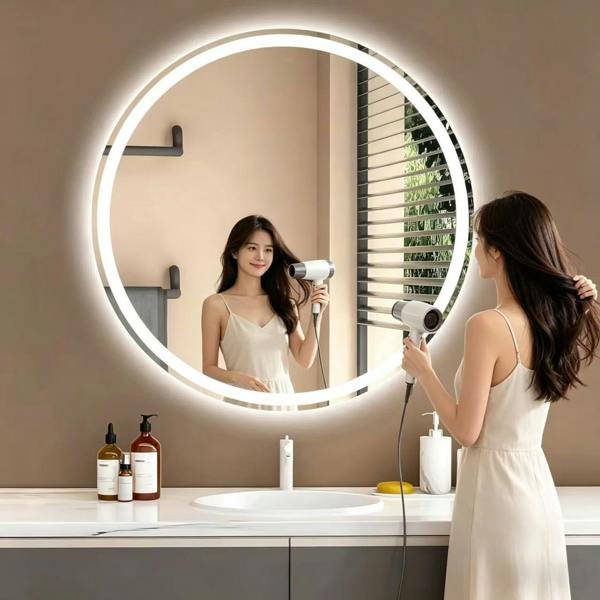Gr8 Home 60cm Round LED Bathroom Mirror with Anti Fog Touch Dimmable Light