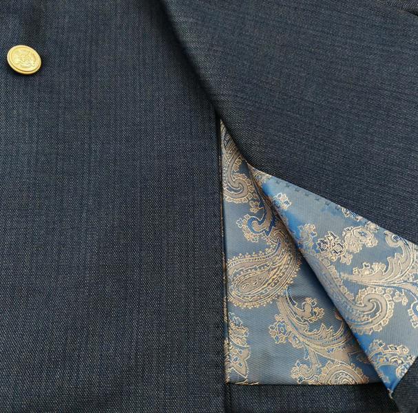 Men's Navy Double-Breasted Suit With Gold-Tone Buttons