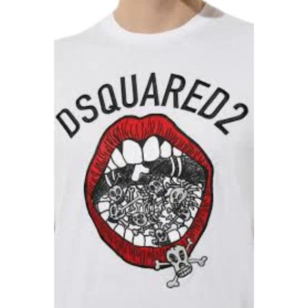 DSQUARED2 Branded Mouth Graphic White  T-Shirt XS