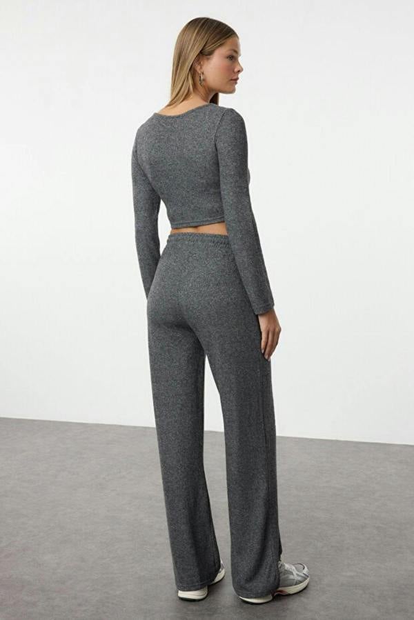 WOVCOR 2-Piece Soft Crop Top & Wide Leg Knit Set
