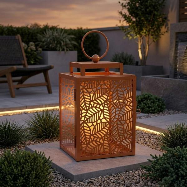 Garden Greatness Soft O Metal and Glass Decorative Lantern
