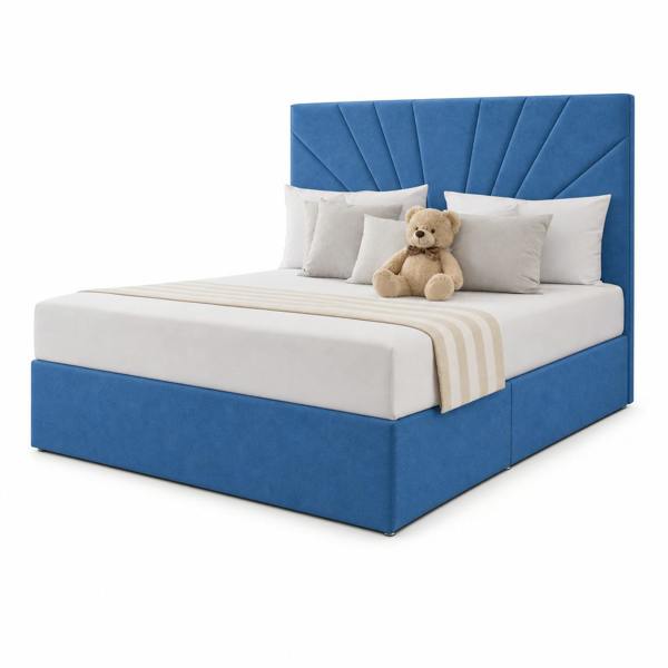 Great British Beds Sunrise Divan Bed - Blue Plush