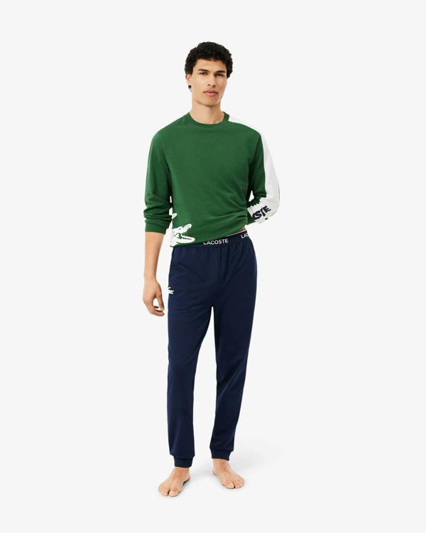 Lacoste Fleece Mens Loungewear Pants - Navy Blue/White 525 | CHO | Designer Mens Loungewear Pants