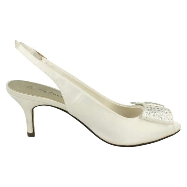 Anne Michelle Ladies Anne Michelle Mid Heel Peep Toe Diamante Bow Vamp Court Shoes