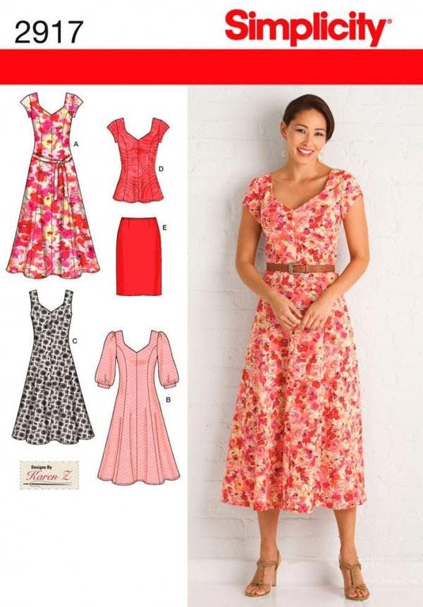 Simplicity Sewing Pattern 2917, Dresses, Skirts, Tops for Women, 20W-22W-24W-26W-28W - Intermediate