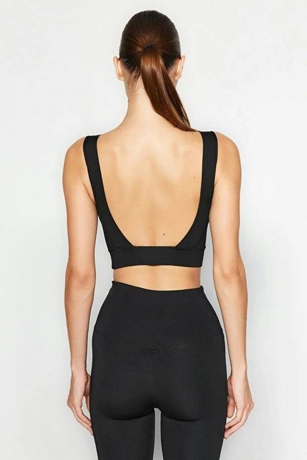 WOVCOR Padded V-Neck Thick Strap Knitted Sports Bra