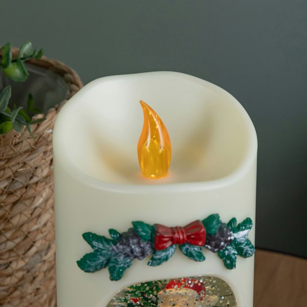 Samuel Alexander 20cm Dual Powered Light up Christmas Pillar Candle Water Spiner with Santa and LEDs