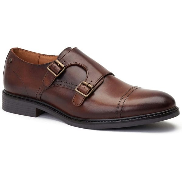 Base London Diablo Leather Men's Brown Double Monk Shoes