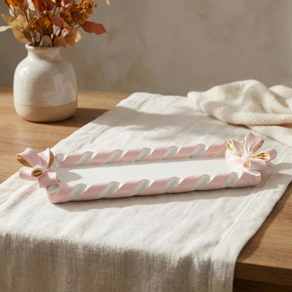 Garden Greatness Resin Candy Cane Bow Trinket Tray