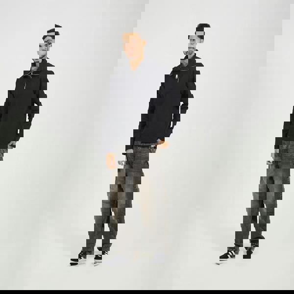 Brave Soul Black High Funnel Neck 1/4 Zip Sweatshirt - Black Image 3