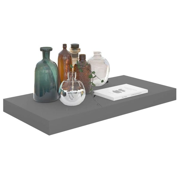 Berkfield Floating Wall Shelf High Gloss Grey 50x23x3.8 cm MDF