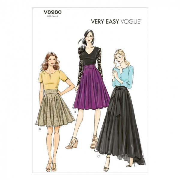 Vogue Sewing Pattern 8980, Skirts for Women, 6-8-10-12-14 - Easy