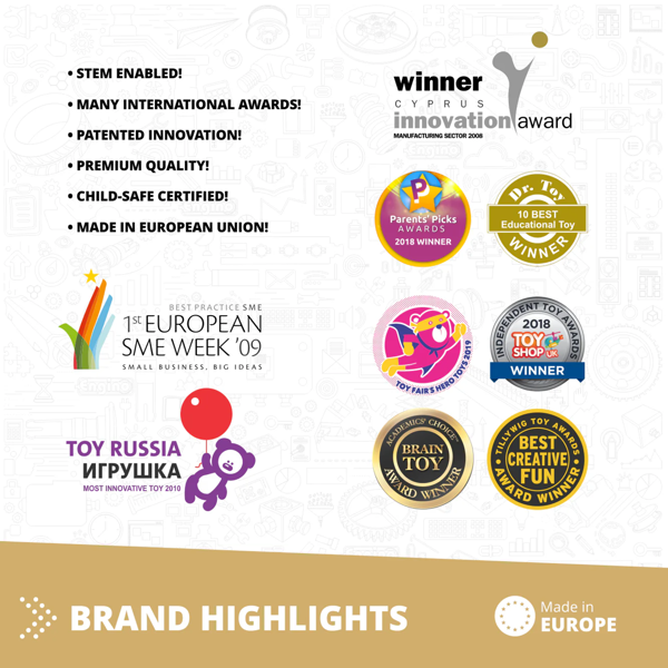 Engino Open Projects STEM Set: (in plastic tub, including Amusement park, Eiffel Tower & Chain reaction)