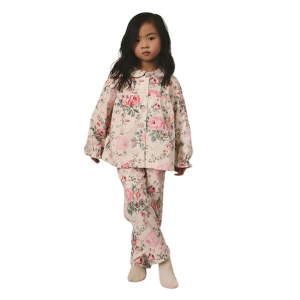Cath Kidston Girls Roses Button Through Pyjama Set - Ecru/White - 