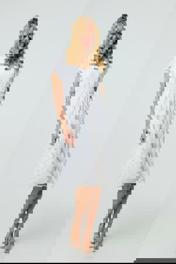 White | Embellished Relaxed Midi Dress
