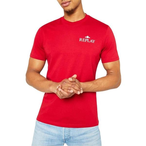 Replay Mens Small Logo T-Shirt - Red - 