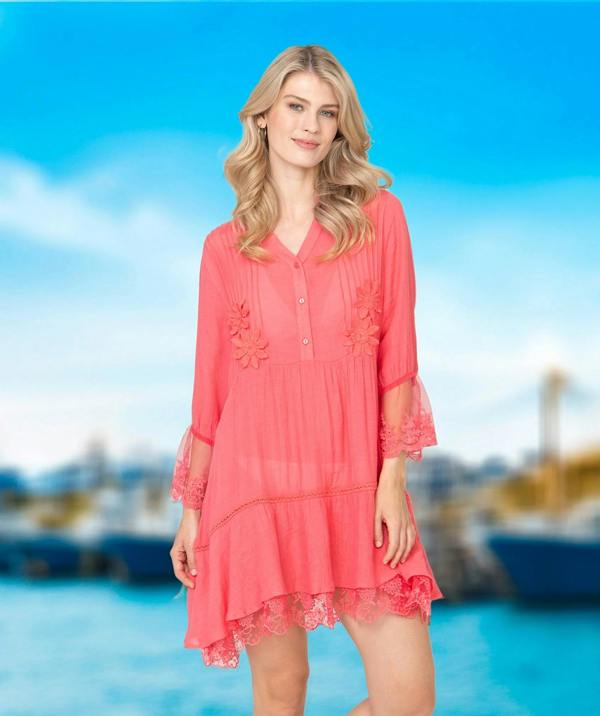 Pia Rossini Delta - Boho Beach Dress - Coral