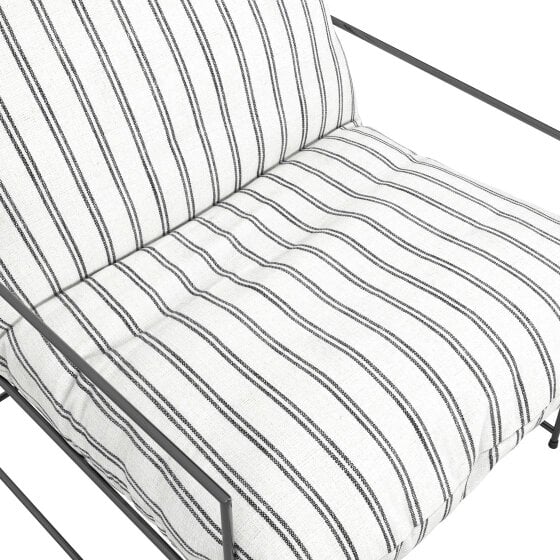 Wyld Haus Drogheda Stripe White Accent Chair Metal Frame