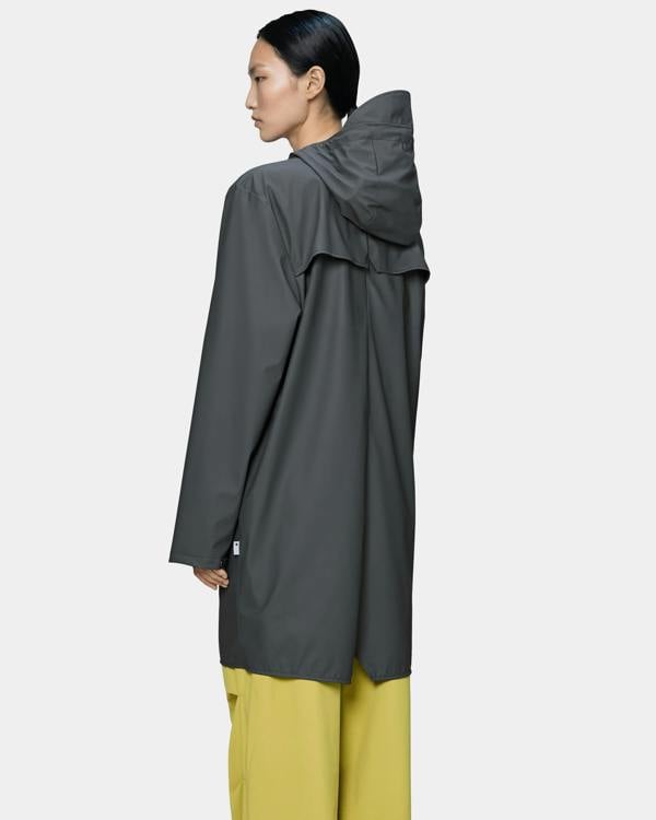 Rains Long Unisex Jacket - 153 Dark Grey | CHO | Designer Unisex Rain Coats