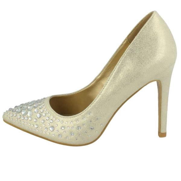 Spot On Ladies Spot On Diamante Court Shoes F90061