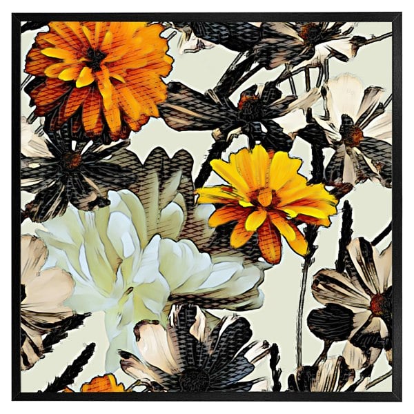 Benjamin Tate Design Orange flower print (Picutre Frame)