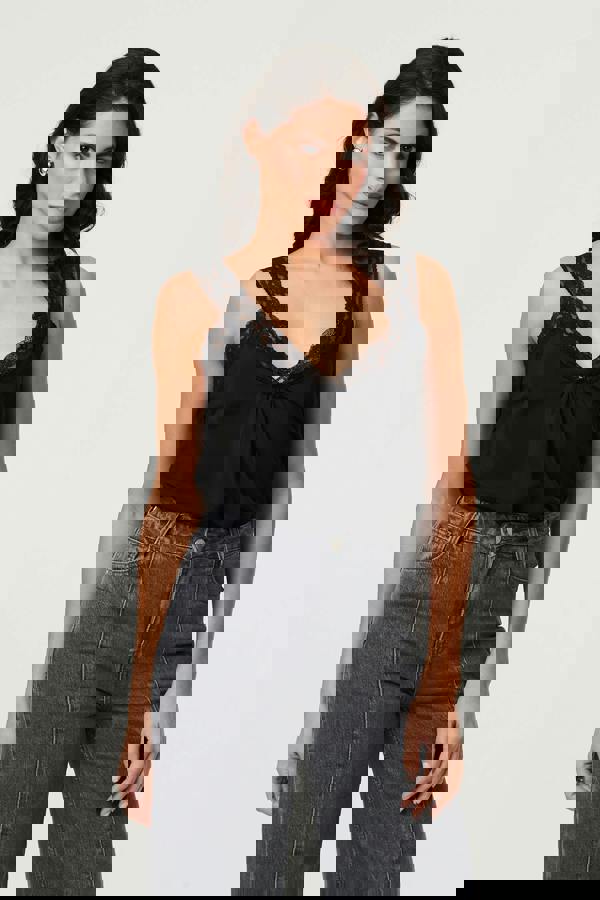 Black | High Waist Seam Front Wide Leg Jeans