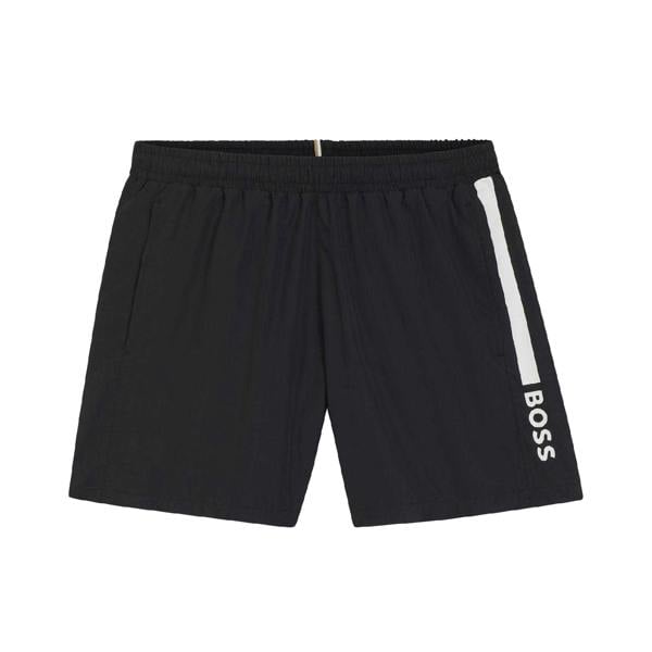 Boss Mens Dolphin Stripe Logo Swim Shorts - Black - 