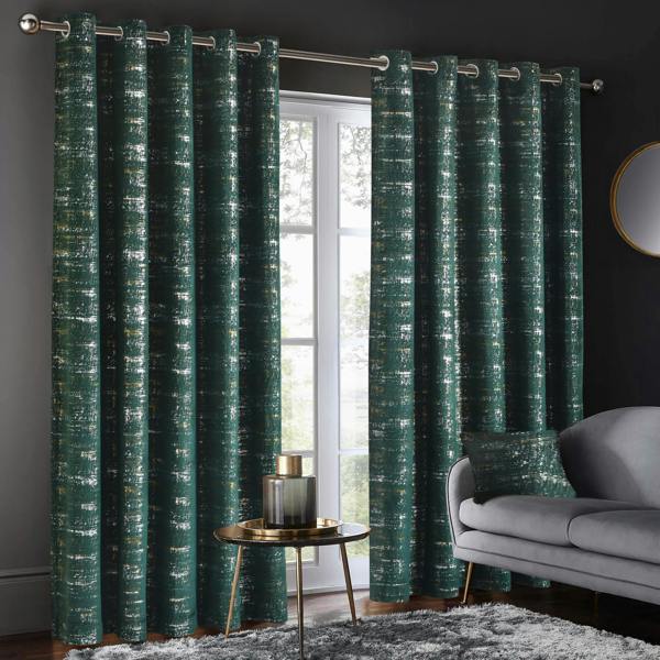 Intimates Opulent Ring Top Metallic Velvet Shimmer Curtains - Luxury Window Drapes - Energy Saving Blackout Curtains - 168cm x 229cm