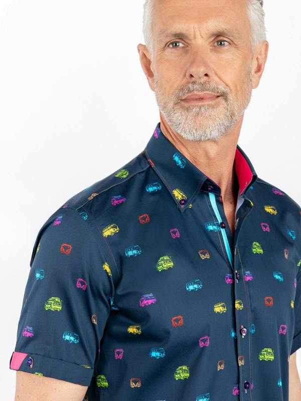 NEON MULTICOLOUR CAMPER VAN PRINTED SHORT SLEEVE - Claudio Lugli Shirts