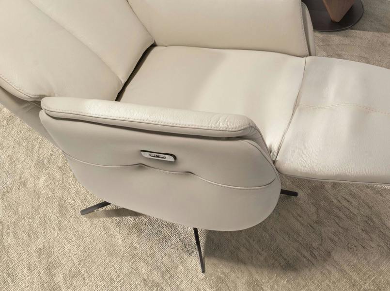 Angel Cerdá Swivel recliner armchair in pearl grey leather 5243