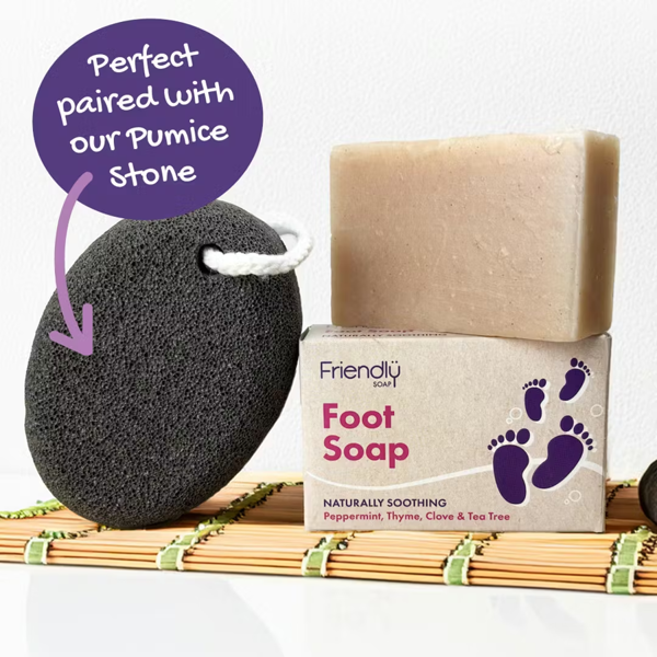 Friendly Soap - Foot Soap - Peppermint, Thyme, Clove, Tea Tree & Pumice - 4 X 95g