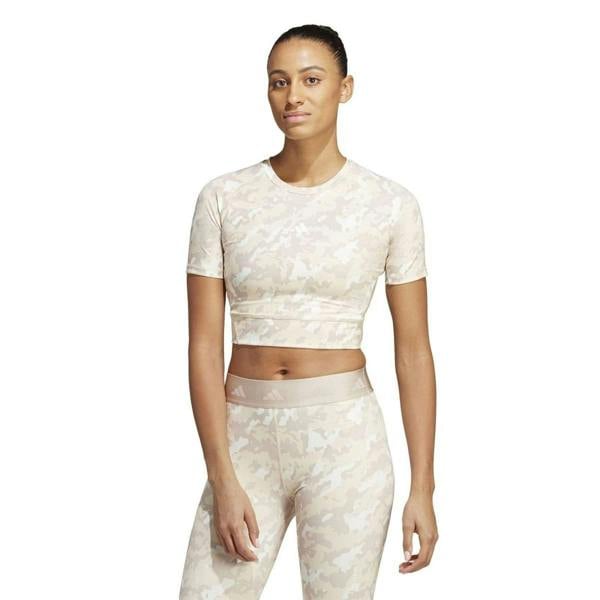 Adidas Womens/Ladies Techfit Camo Crop T-Shirt - Taupe Camo - 