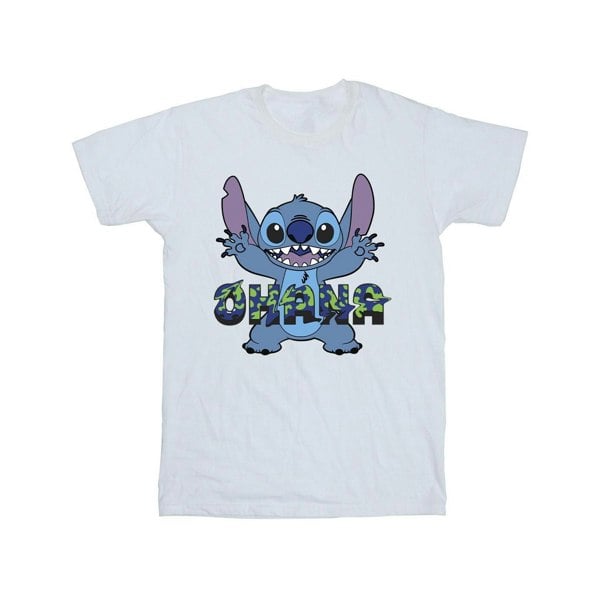 Disney Boys Lilo And Stitch Ohana Blue Glitch T-Shirt - White