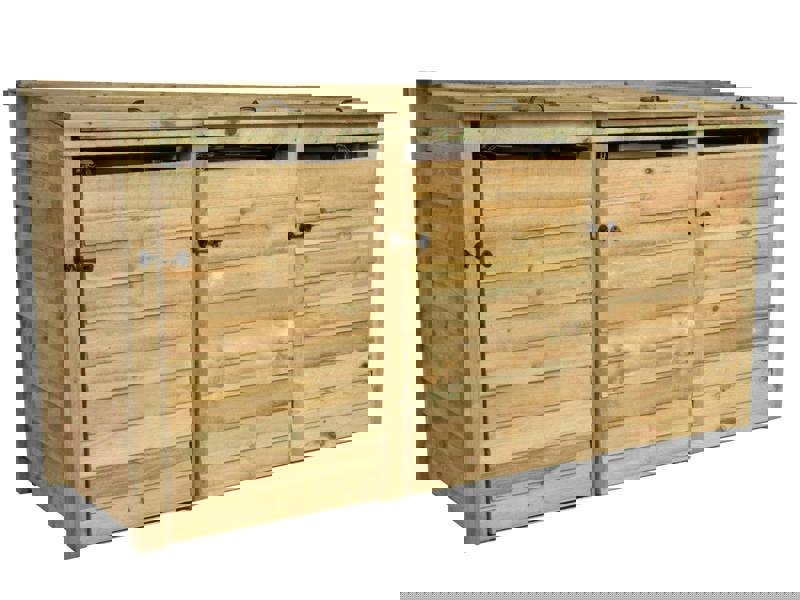 Arbor Garden Solutions Wooden Wheelie Bin Store, Natural Finish