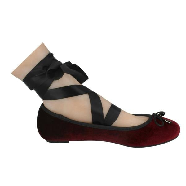 Spot On Ladies Spot On Tie Up Leg Ribbon Flat Ballerina Shoe F80273