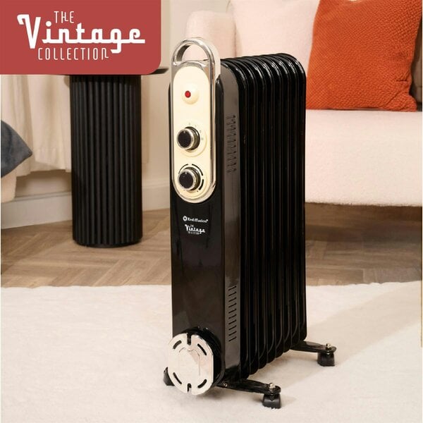 Rediffusion Vintage 9 Fin Oil Filled Radiator 2KW Black