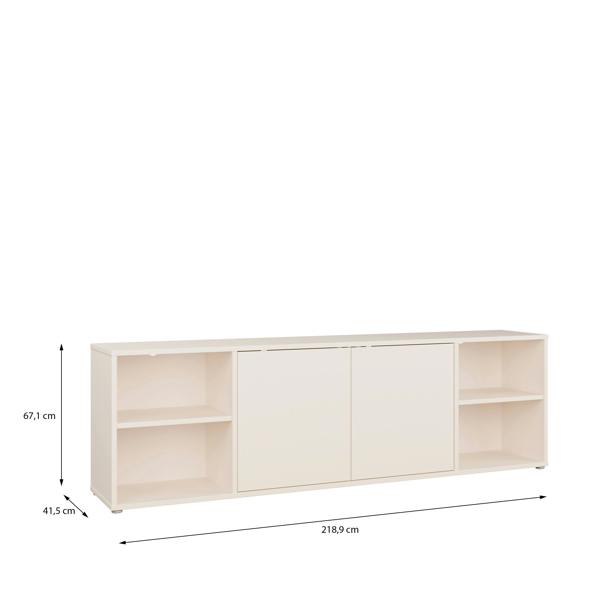 Furniture To Go Alice Springs Wide TV Cabinet with 2 Doors Push-to-Open & 2 Open Shelves in Sand
