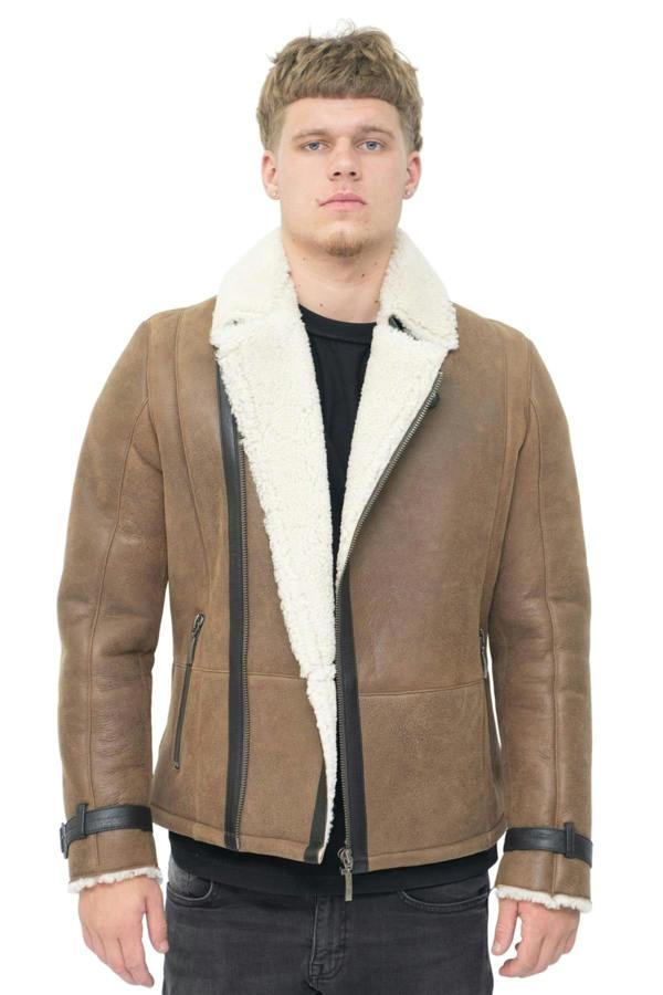 Infinity Leather Mens Double Breasted Sheepskin Leather Biker Jacket-Heathfield