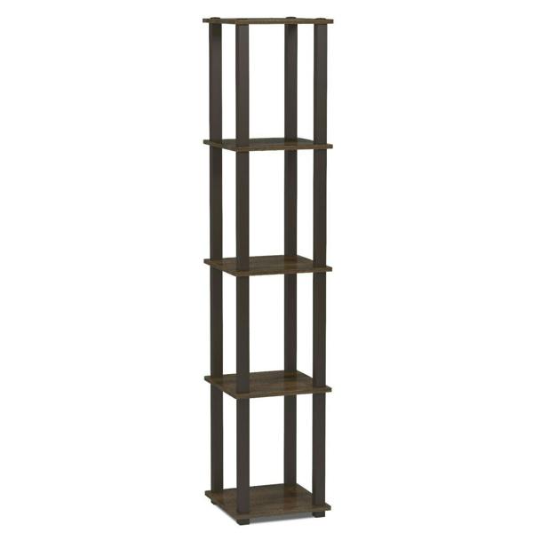 WALPLUS Turn-S-Tube 5-Tier Corner Square Rack Display Shelf with Square Tube, Walnut/Brown perfect for organized storage and display