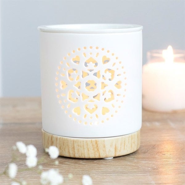 Serano White Mandala Cut Out Oil Burner