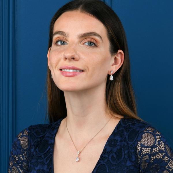 namana Rose Gold Plated 925 Sterling Silver Pear Drop Pendant Necklace For Women
