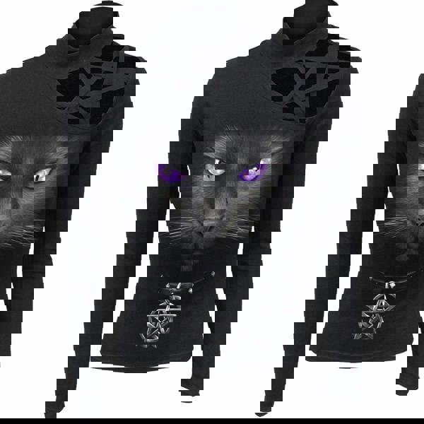 BLACK CAT - Pentagram Shoulder Longsleeve Top - Spiral USA