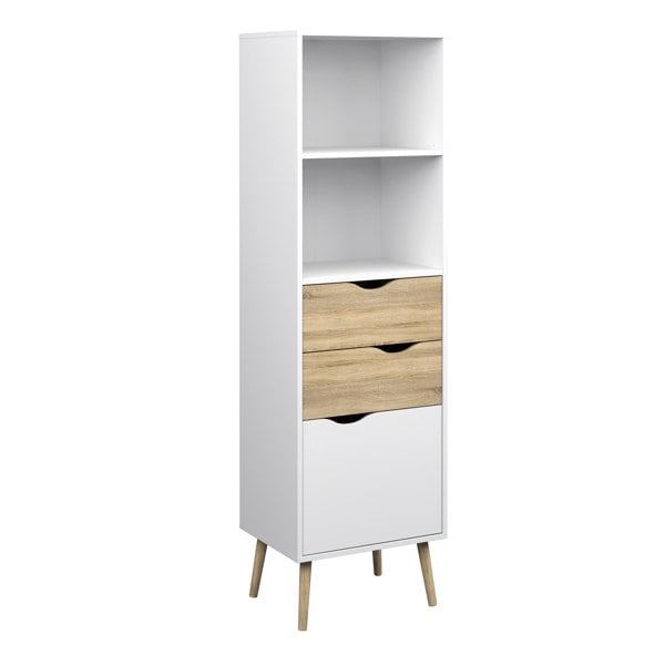 Furniture To Go Oslo Bookcase 2 Drawers 1 Door in White and Oak