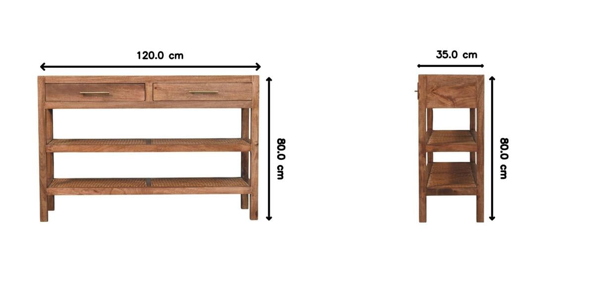 Artisan Furniture Solid mango wood Saffron Rattan Console