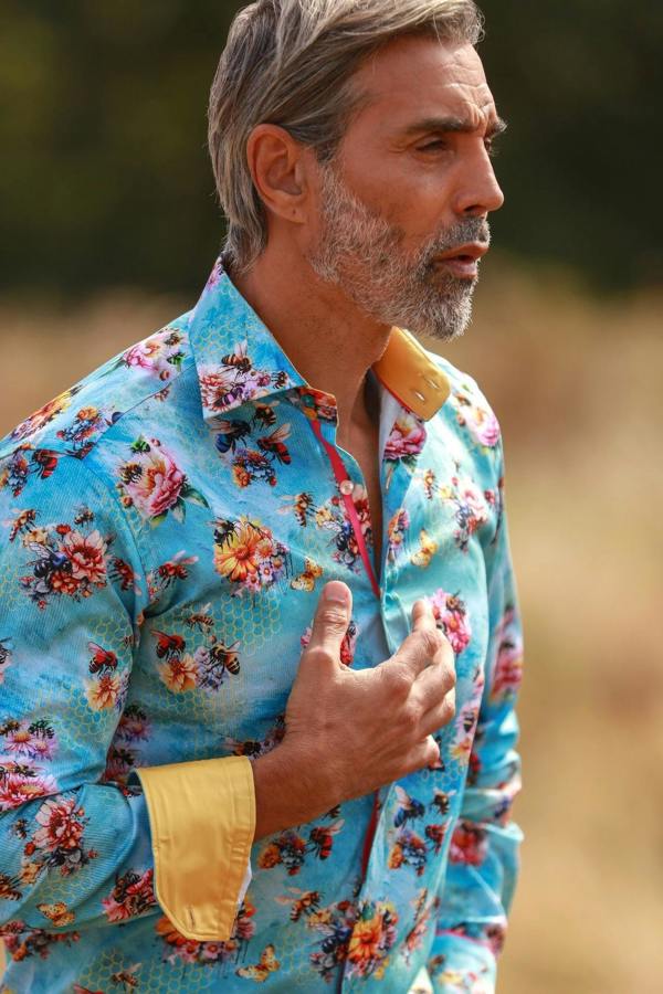 BEES AND FLOWERS PRINT SHIRT – Premium Men's Patterned Shirt by Claudio Lugli | Bold Design, Tailored Fit, Best Printed Shirts